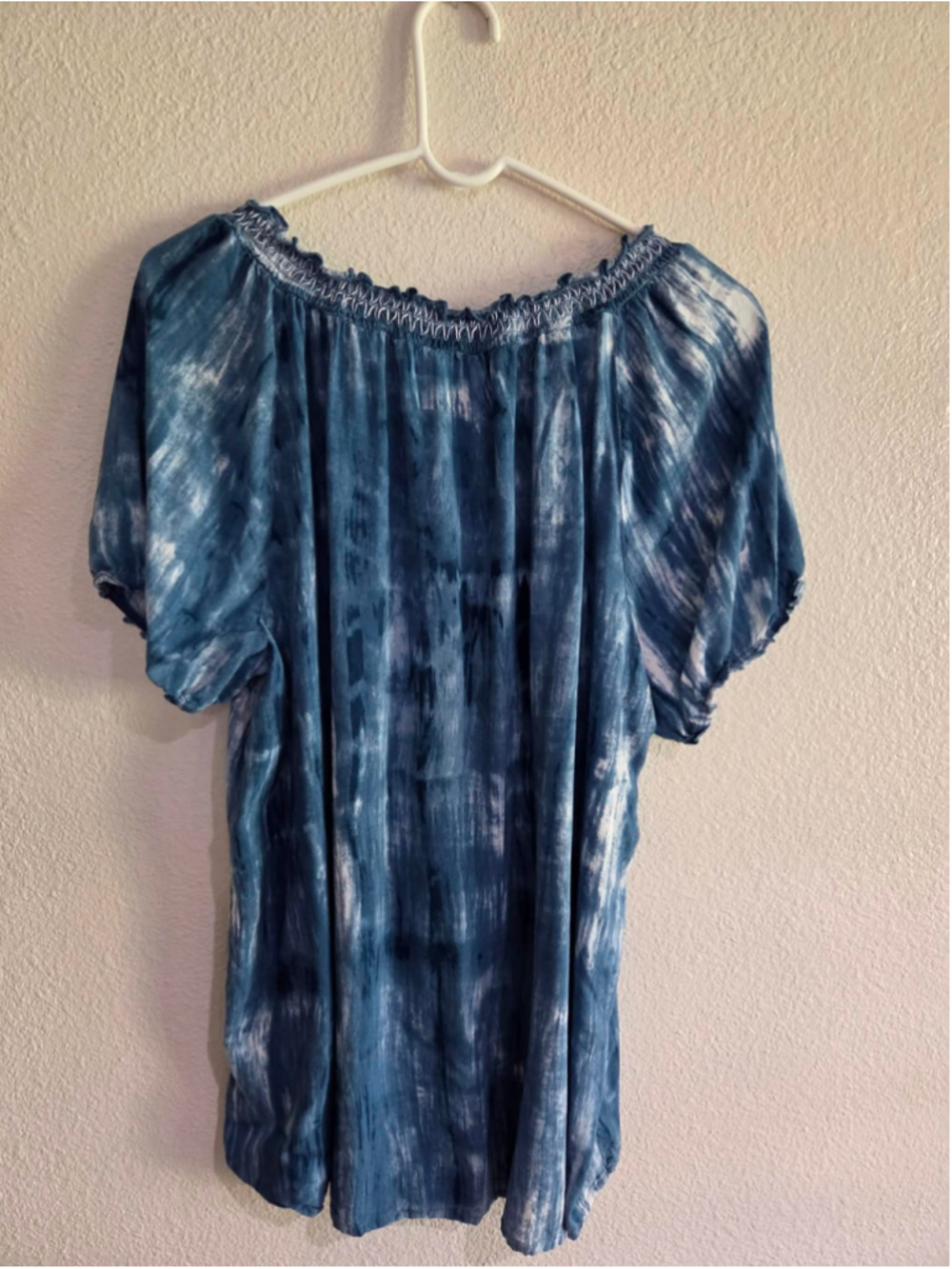 Women’s XXL Faded Glory Tie-Dye Boho Tunic Blouse Blue - Picture 2 of 5